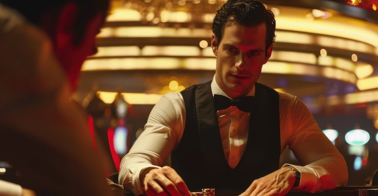 Studio dealer langsung Joker Gaming dengan tata letak baccarat